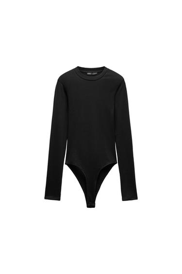 COTTON MODAL BODYSUIT - Black by Zara