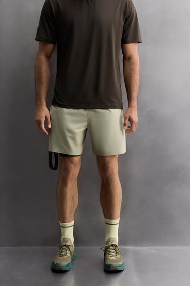 LIGHTWEIGHT PERFORATED SHORTS - Grey green by Zara - Image 1