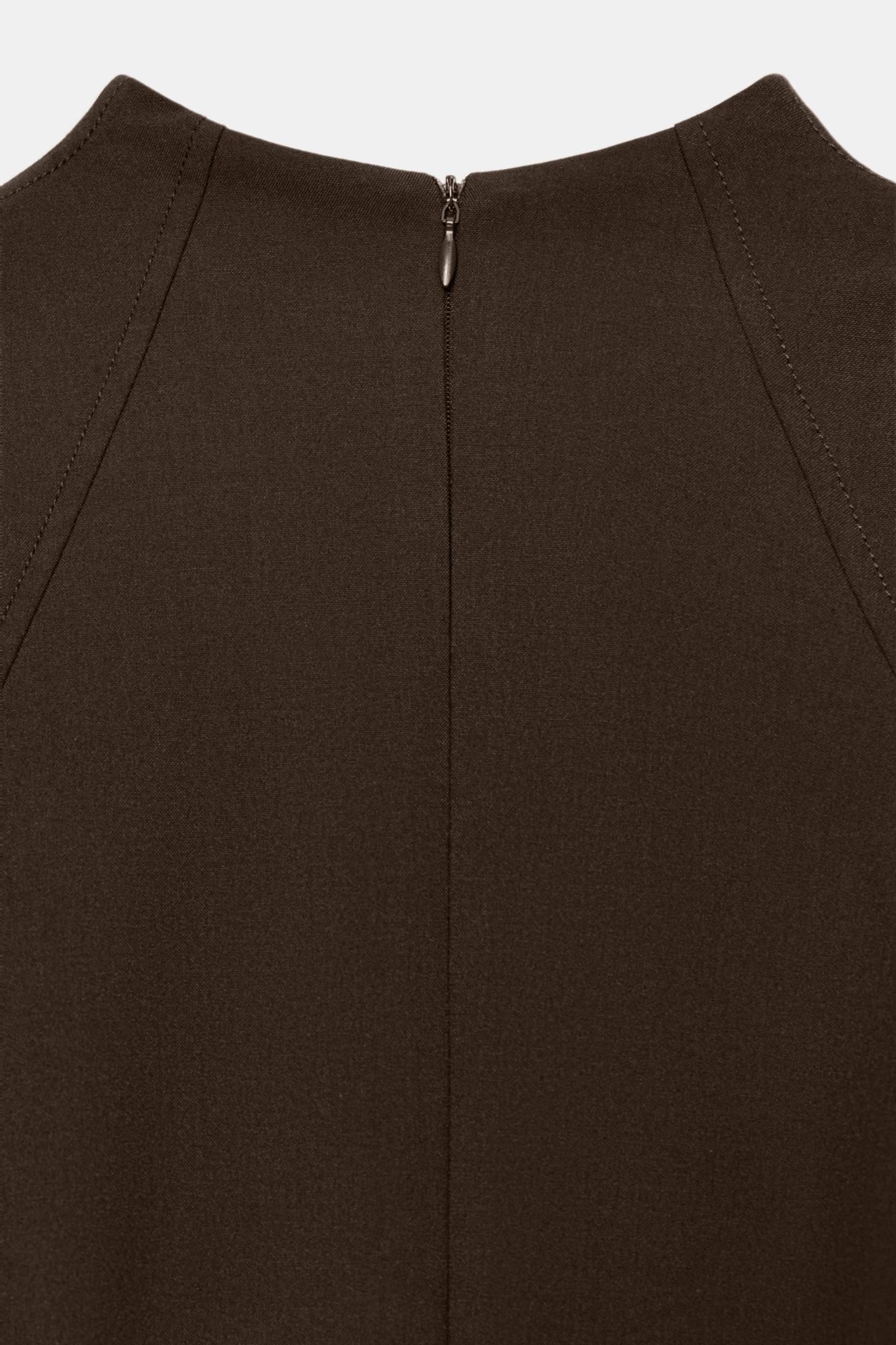 Женское платье Zara Voluminous Sleeve Mini, цвет: Тёмный коричневый — фото 7