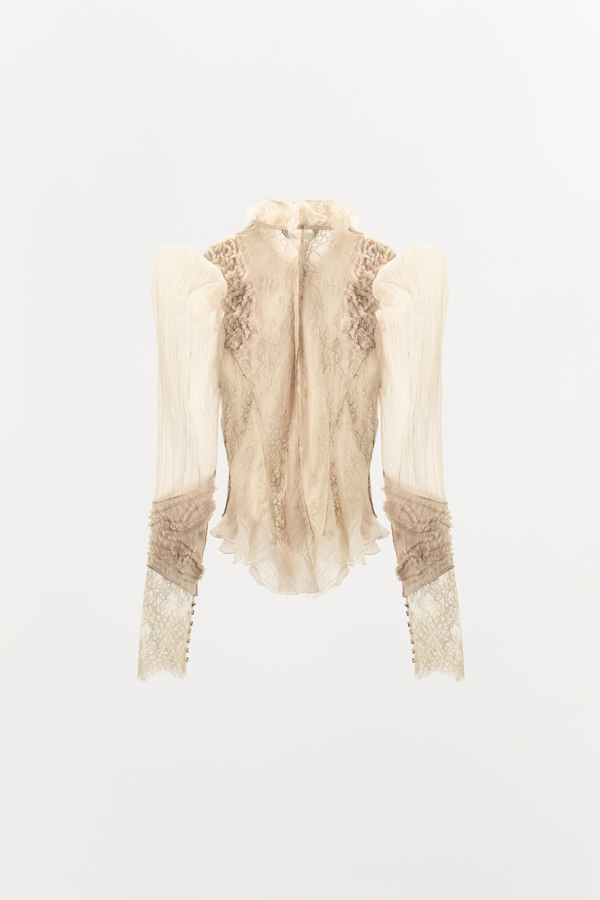 CHEMISE À VOLANTS ET MATIÈRES VARIÉES ZW COLLECTION LIMITED EDITION