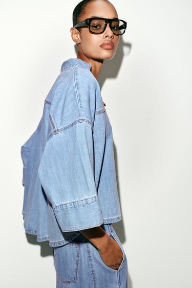 Z1975 WIDE SLEEVE DENIM SHIRT - Mid-blue by Zara - Image 4