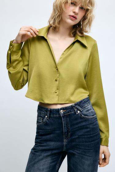 SATIN SHIRT - Khaki by Zara
