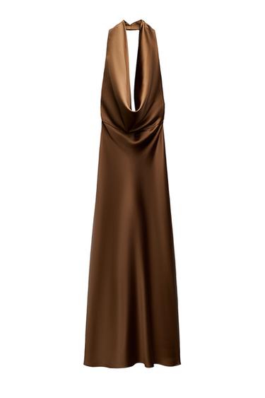 SATIN MIDI DRESS WITH OPEN BACK