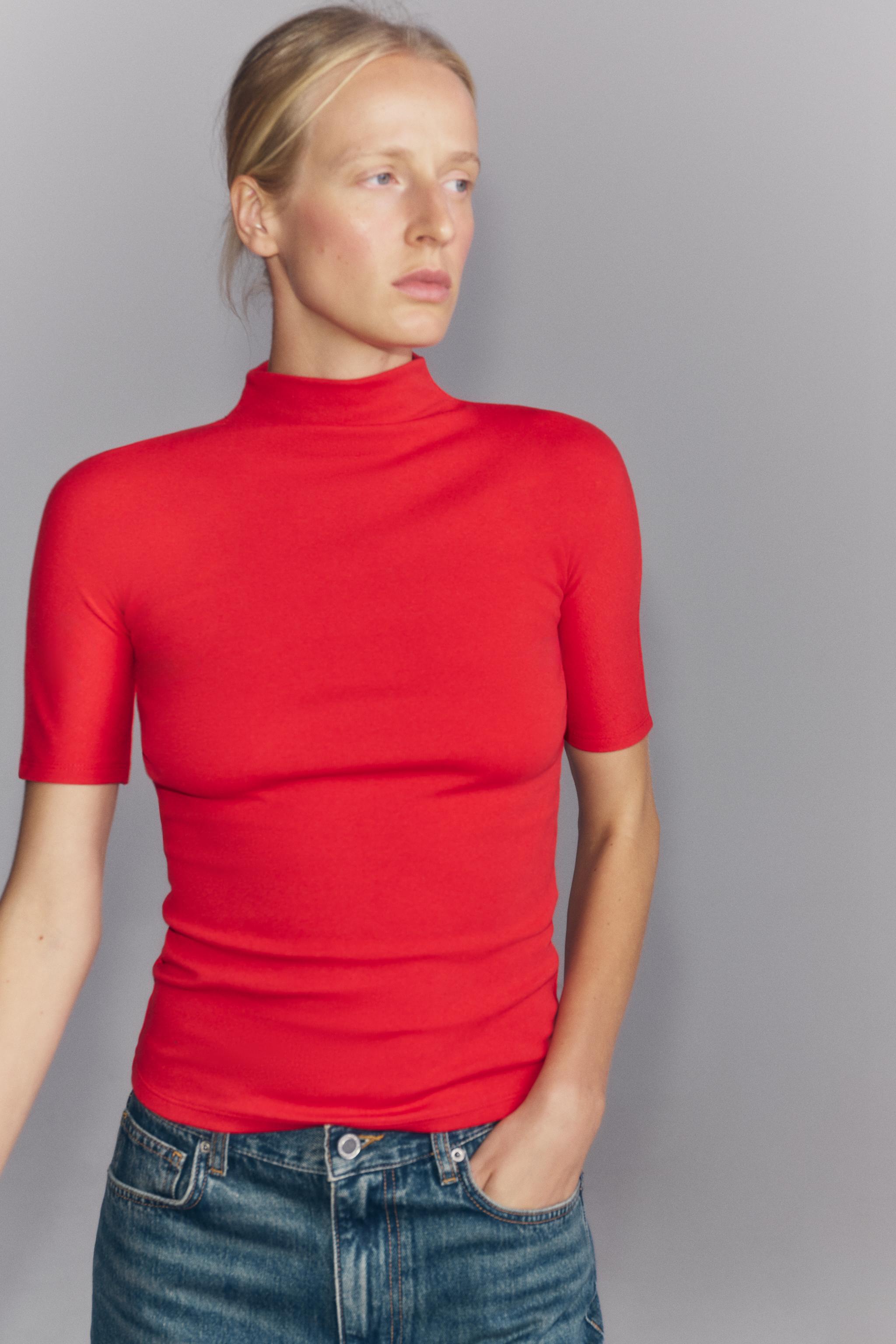 BUTTONED STAND-UP COLLAR T-SHIRT - thumbnail 4