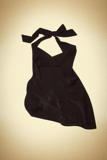 Zara ASYMMETRIC SATIN EFFECT TOP - Black
