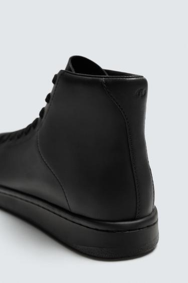 LEATHER HIGH-TOP TRAINERS - Black by Zara - Image 5