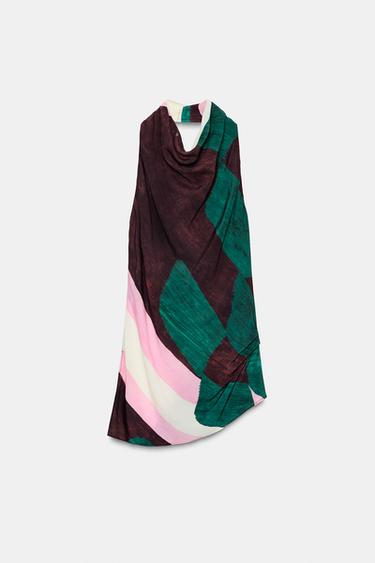 ZW COLLECTION PRINTED HALTER TOP - Khaki by Zara