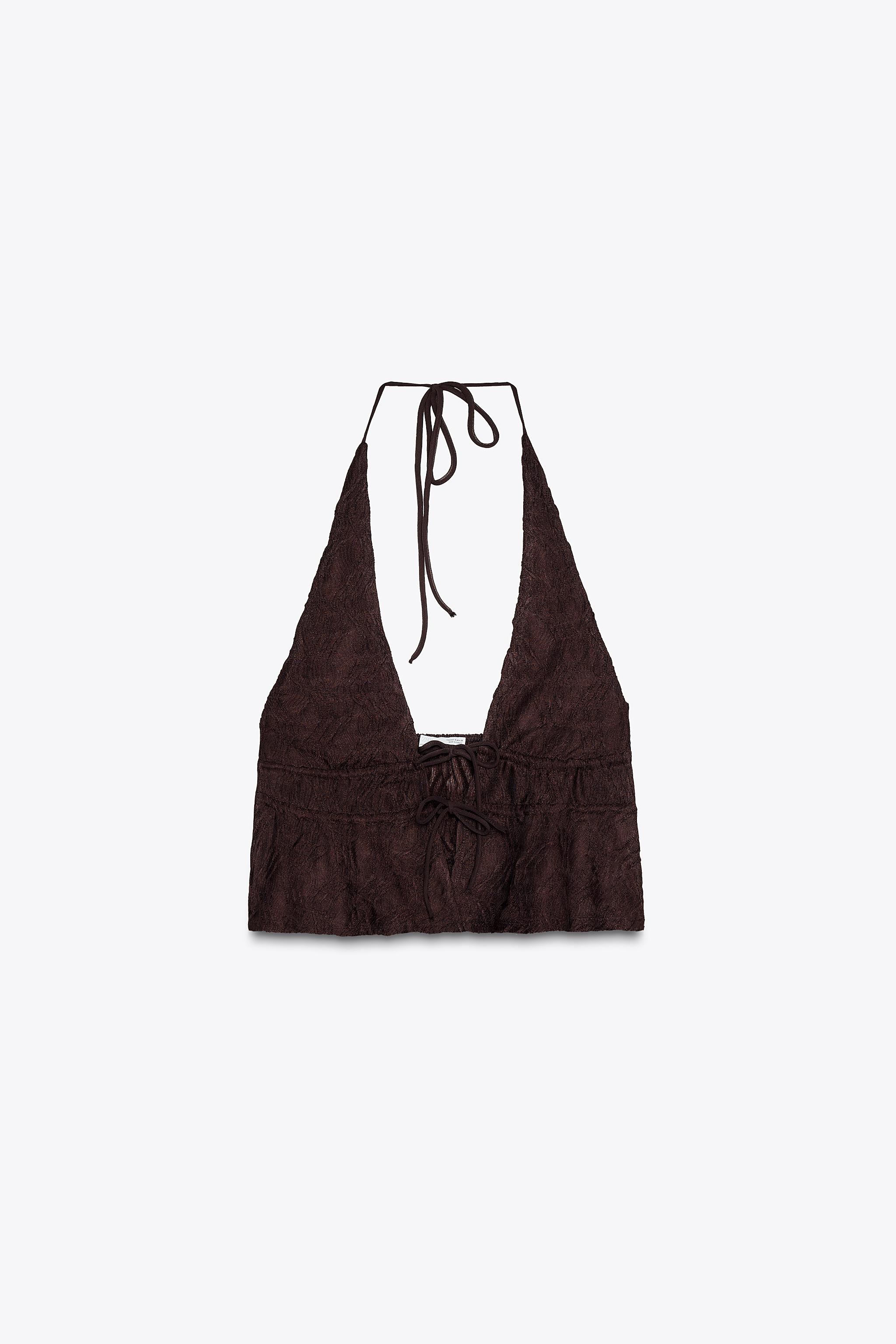 TEXTURED HALTER TOP - Oyster-white | ZARA United States