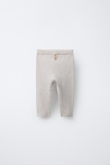 RIBBED LEGGINGS WITH BUTTONS - Sand / Marl by Zara
