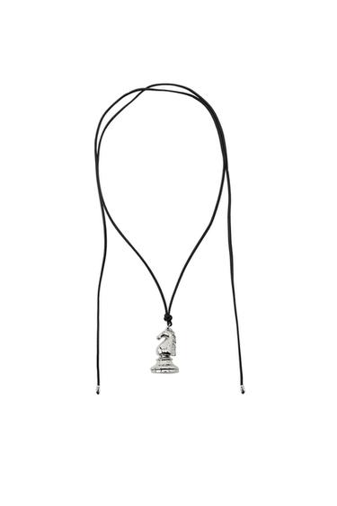 COLLAR CORDÓN PIEZA AJEDREZ - Plata de Zara