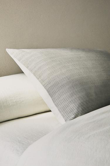 TEXTURED STRIPED PILLOWCASE - Light beige by Zara - Image 6