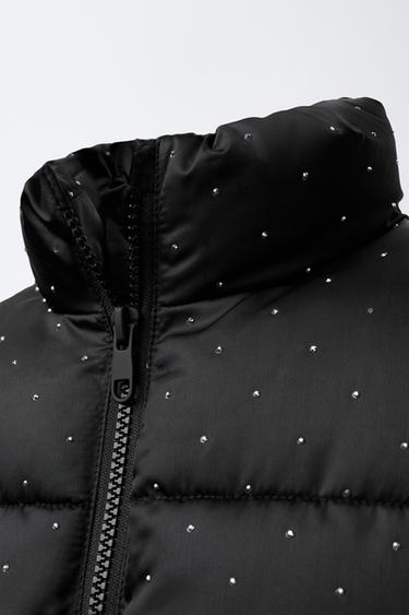 RHINESTONE-DETAIL PUFFER JACKET - Black by Zara - Image 4