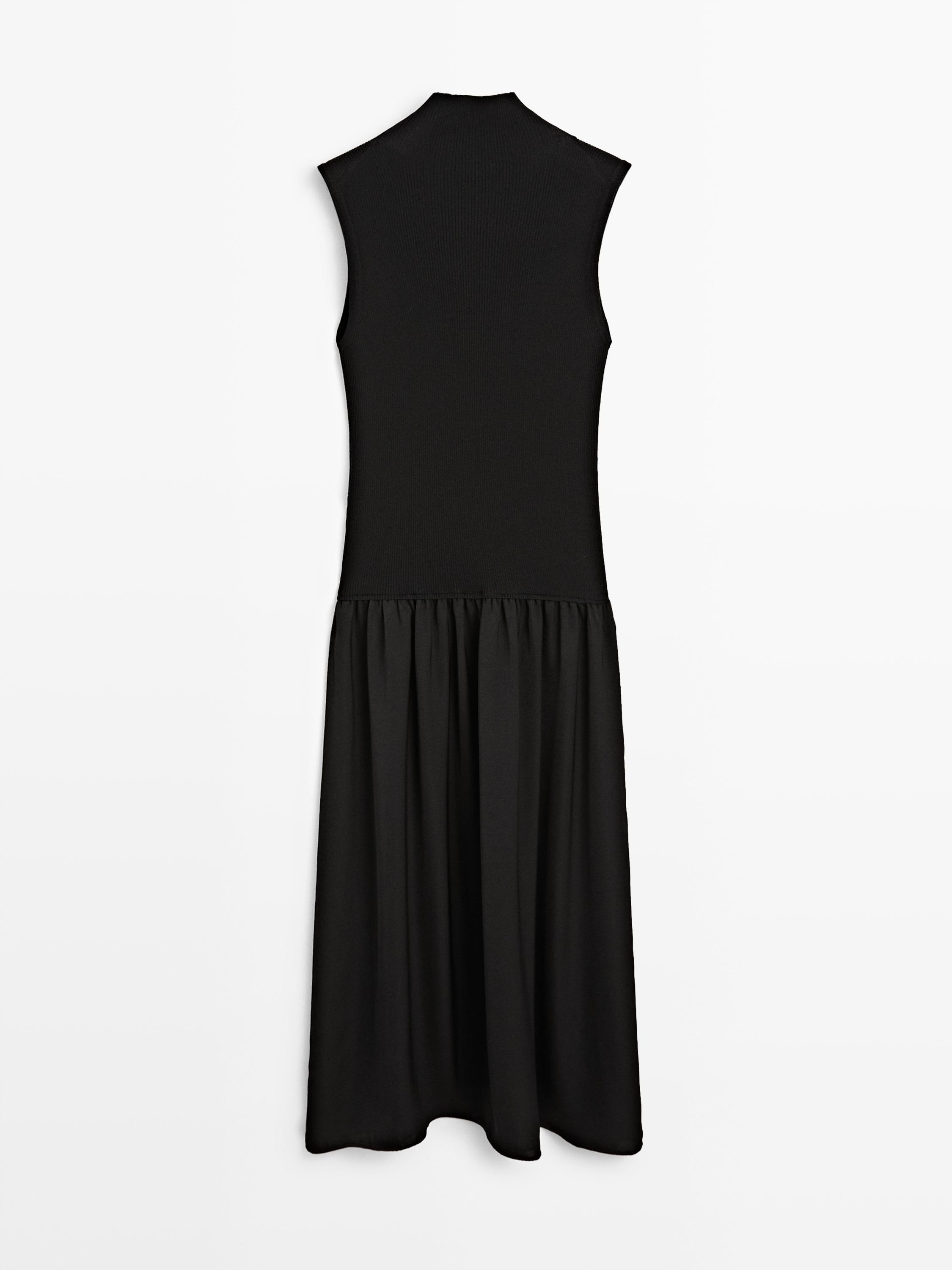 Robe midi en maille contrastante
