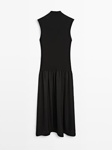 Zara Knit midi dress with contrast detail - Black