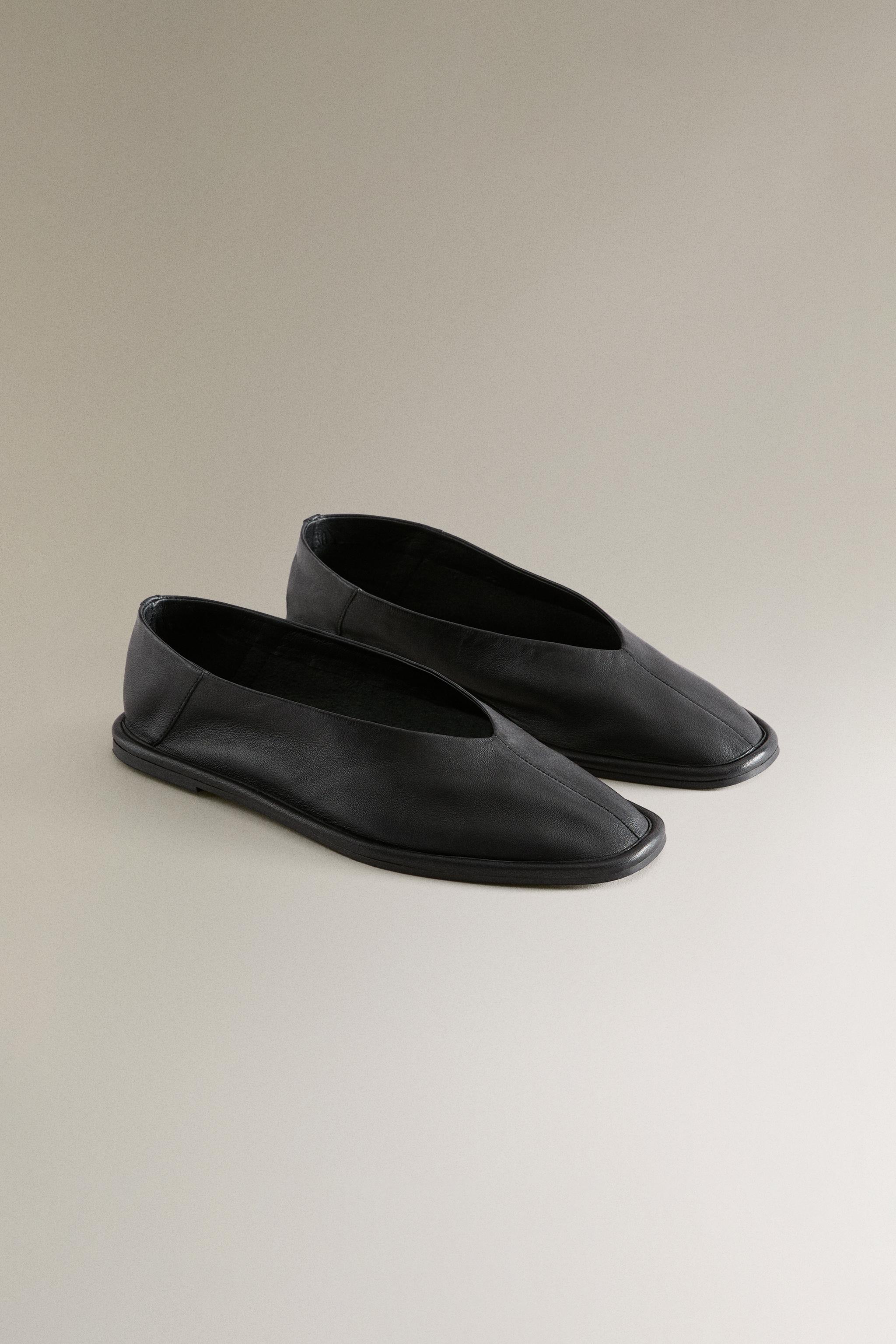 レザーバレリーナシューズ - ブラック | ZARA Japan / 日本