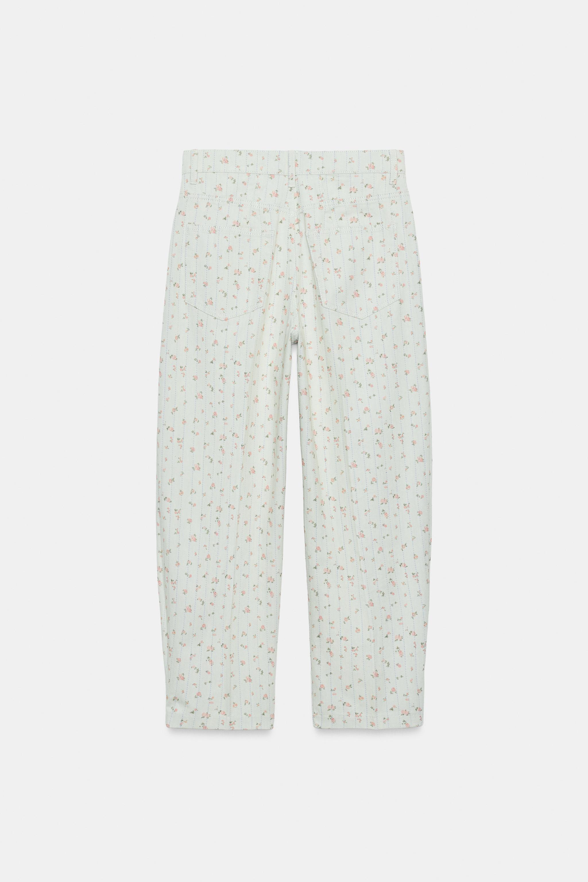 Женские джинсы Zara ZW COLLECTION HIGH RISE TAPERED FLORAL JEANS — фото 9
