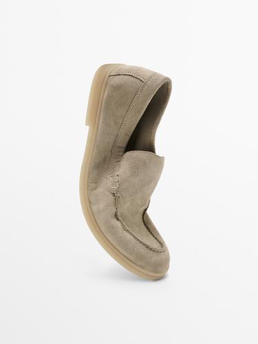 Split leather loafers — Beige 2