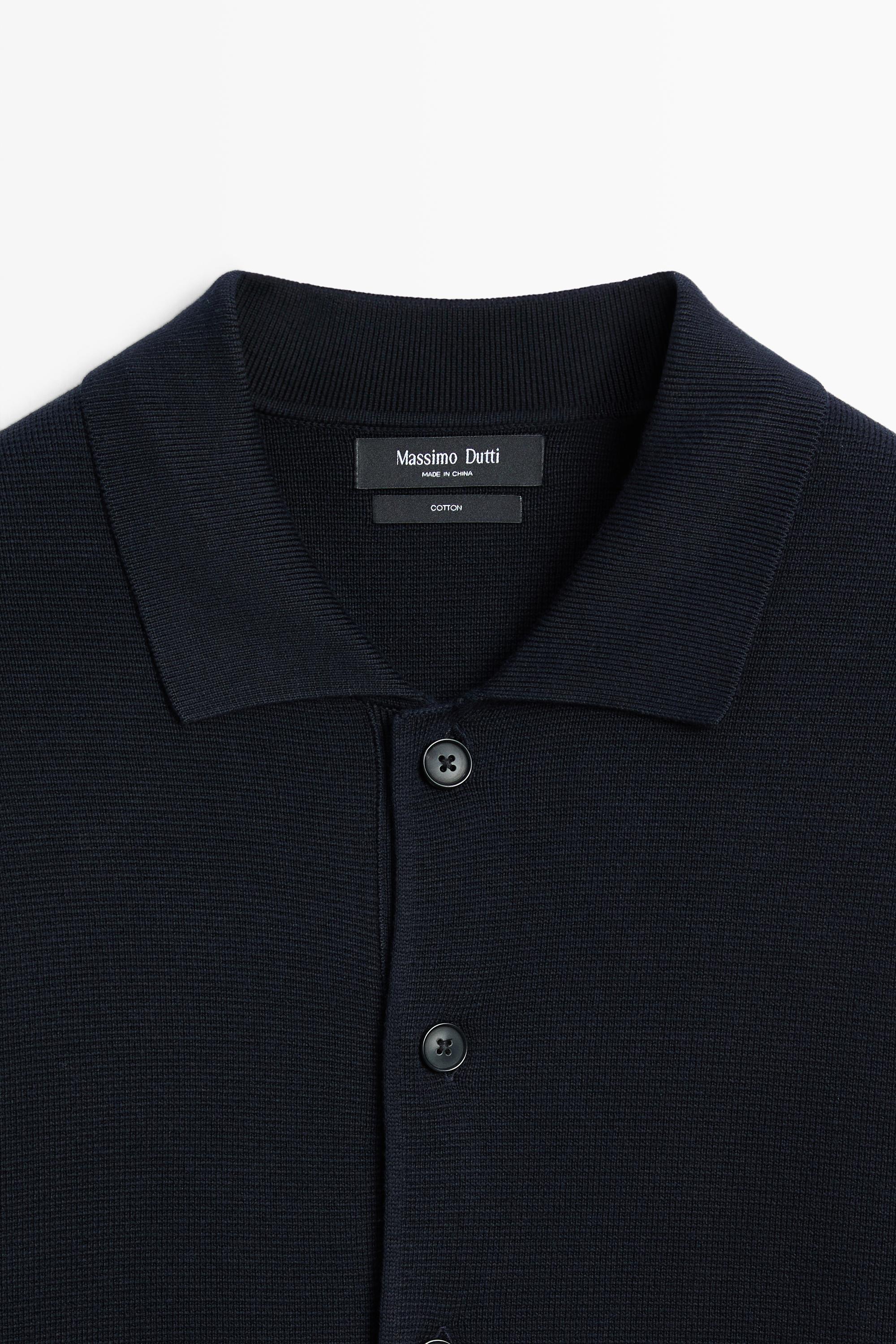 Cardigan en maille 100 % coton à col polo