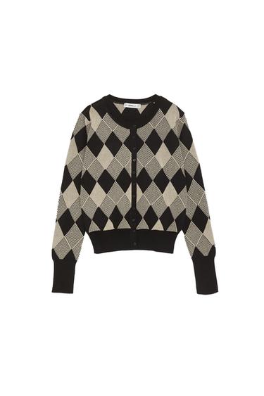 METALLIC THREAD DIAMOND CARDIGAN