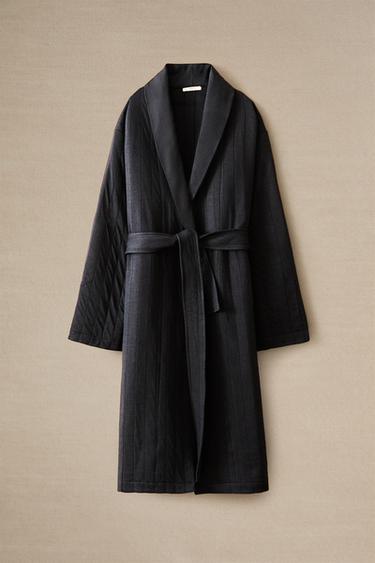 LONG QUILTED DRESSING GOWN - Blue by Zara - Image 4