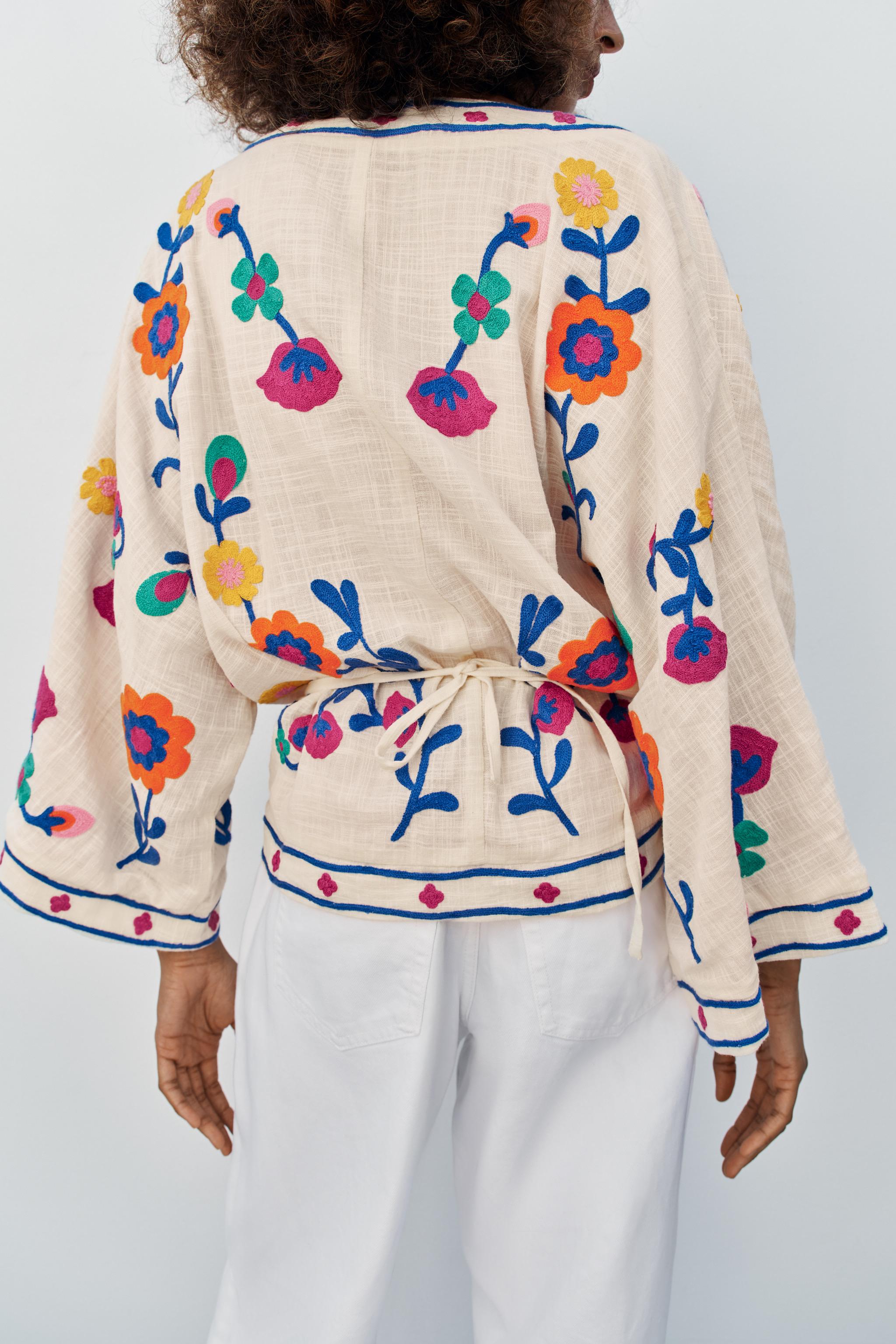 FLORAL EMBROIDERED KIMONO