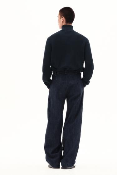 PURL KNIT QUARTER-ZIP JUMPER - Navy blue by Zara