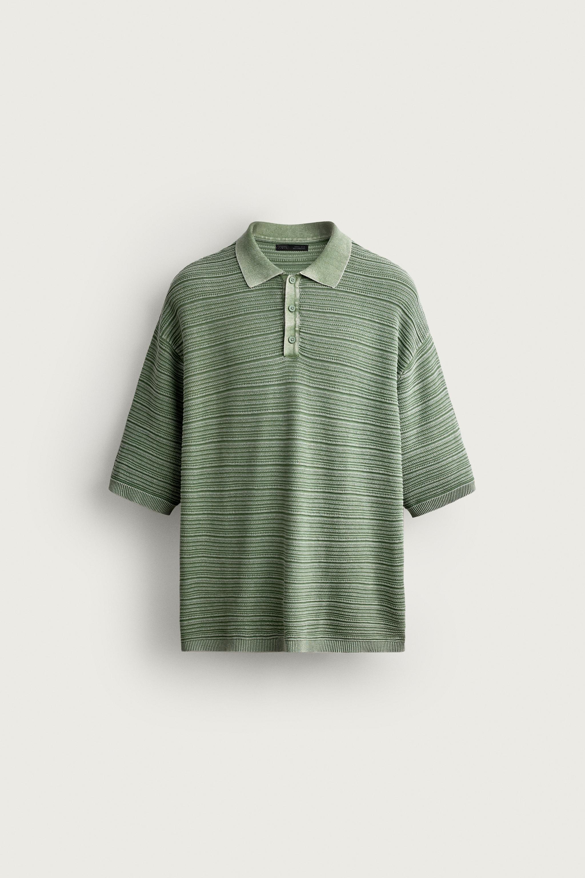 POLO DE MALHA RELAX FIT COM ESTRUTURA LAVADA - Azul-marinho | ZARA