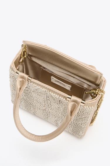 SATINY FAUX PEARL HANDBAG - Beige by Zara - Image 3