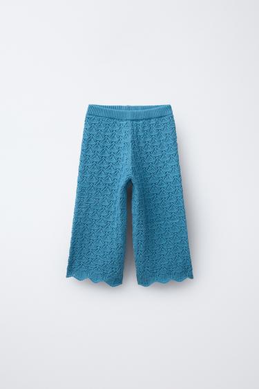 Zara OPEN KNIT PANTS - Blue - Image 0