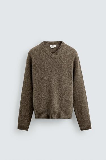 Zara PULOVER S V-IZREZOM LIMITED EDITION – Smeđa