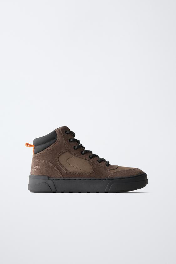 HIGH-TOP SNEAKERS WITH PIECES - Brown by Zara - Image 0