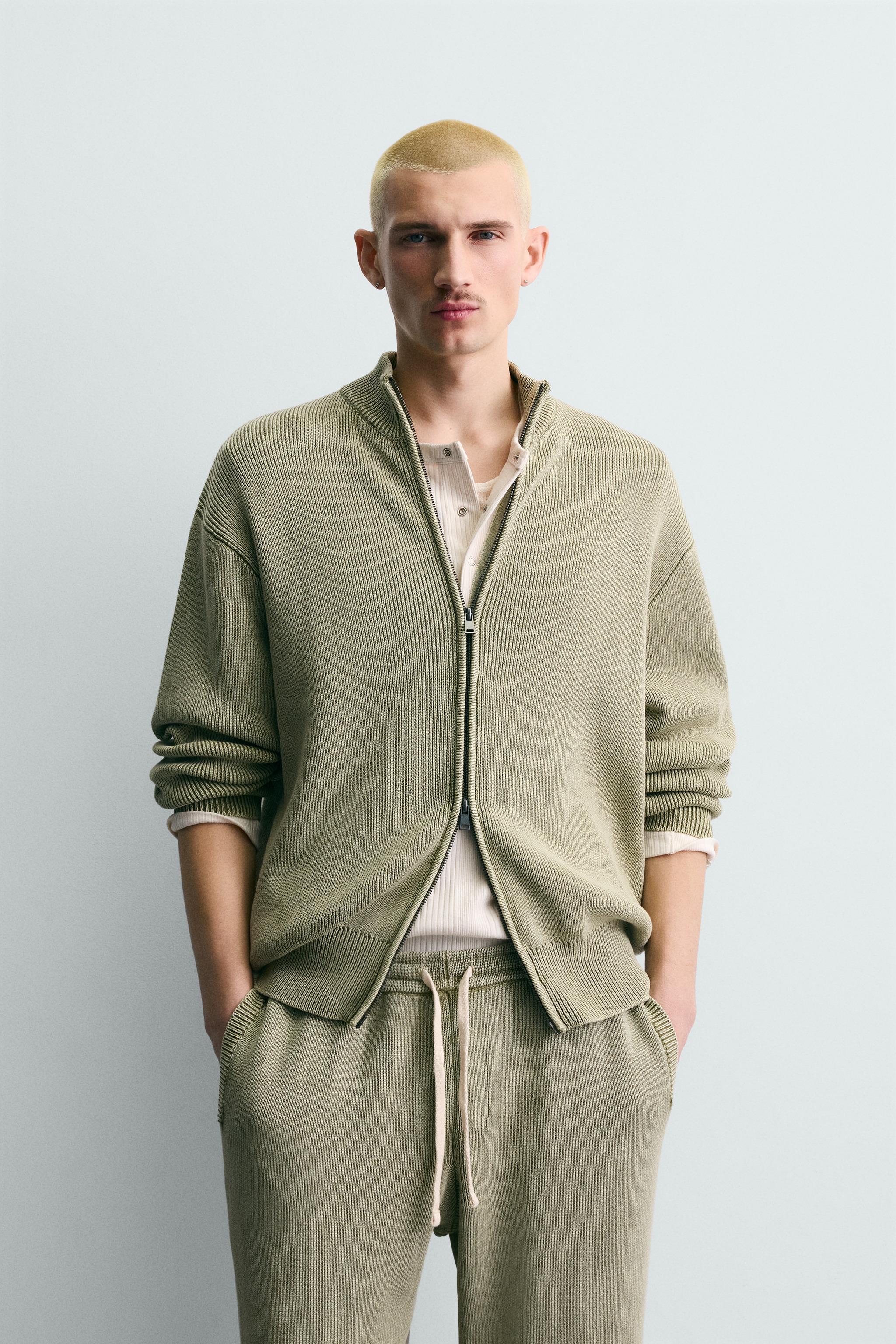 WASHED TEXTURED KNIT CARDIGAN