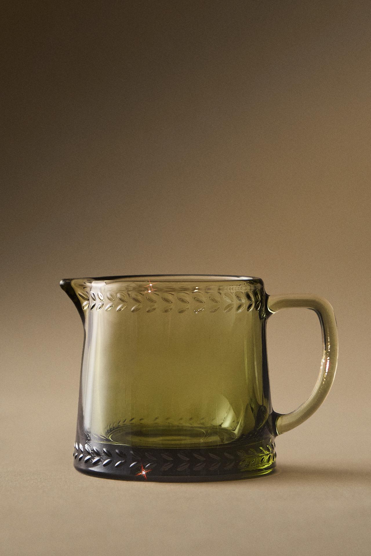 CHRISTMAS GLASS CREAM PITCHER — Green