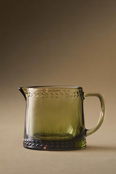 CHRISTMAS GLASS CREAM PITCHER — Green 1