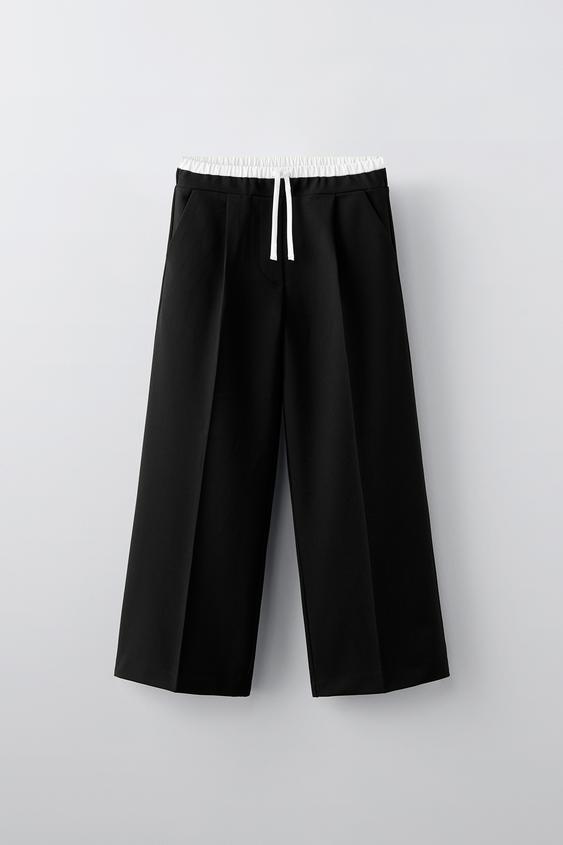 Wide Leg Pantaloni Bimba Zara Pantaloni Neri Pantaloni A Palazzo