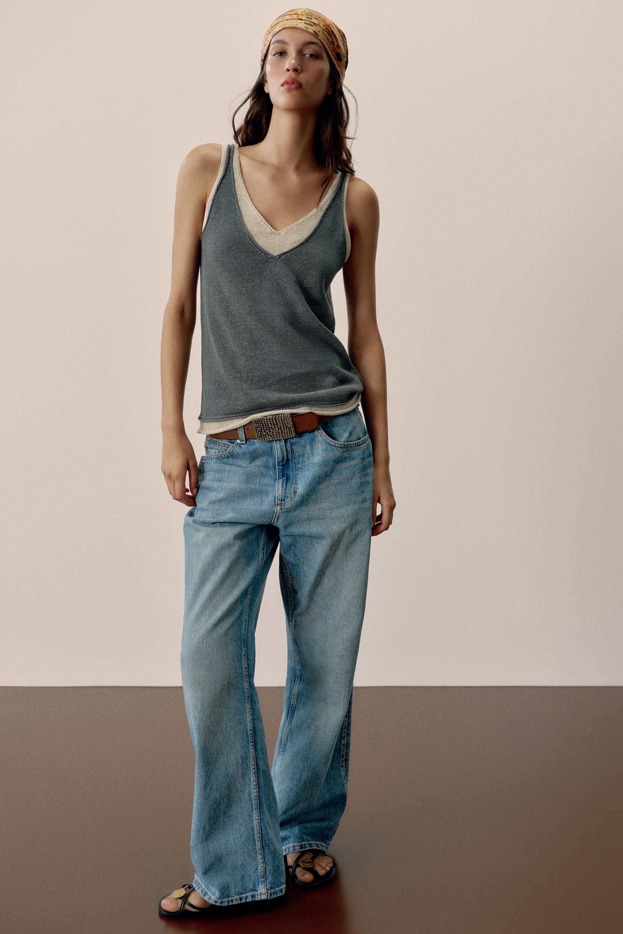 COMBINATION KNIT TOP — Blue