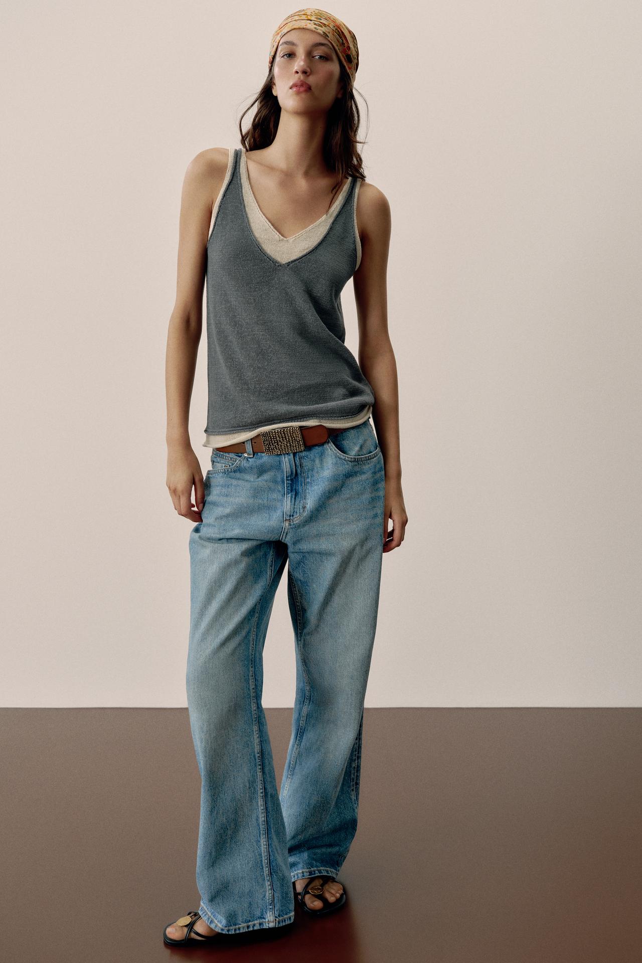 COMBINATION KNIT TOP — Blue