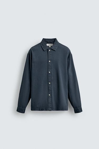 COLOURED DENIM SHIRT - Petrol blue by Zara