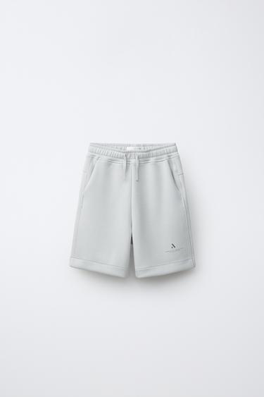 SPORTY LOGO BERMUDA SHORTS - Pearl grey by Zara