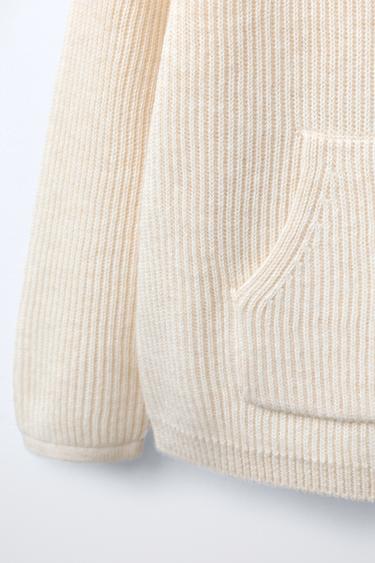 KNIT SWEATER WITH POCKET - Light beige by Zara - Image 2