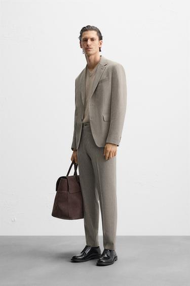 HERRINGBONE TEXTURE SUIT - Green by Zara