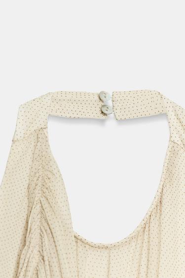 TOP DRAPÉ À POIS ZW COLLECTION - Marron / Écru de Zara - Image 9