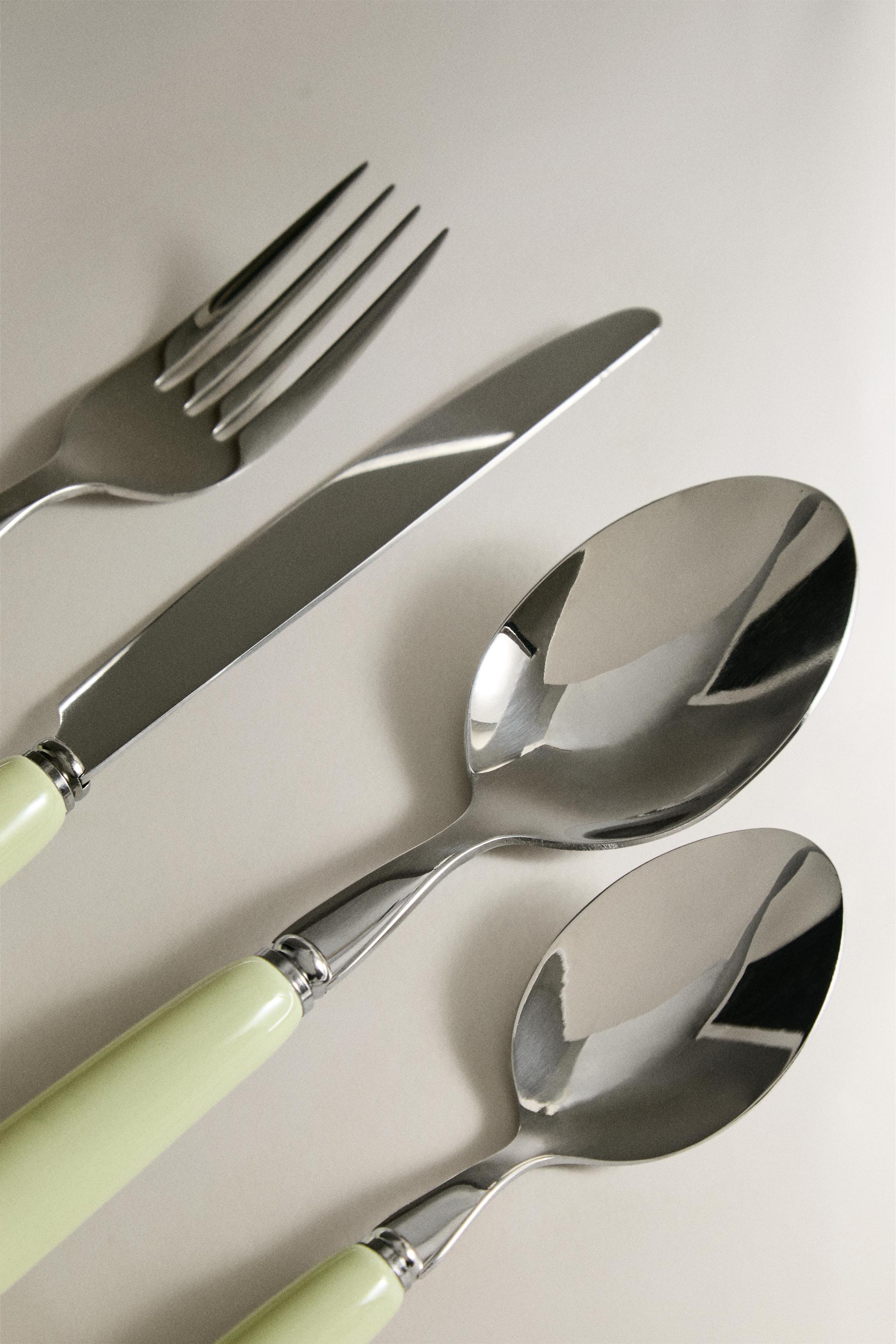 4-PIECE CERAMIC HANDLE FLATWARE SET