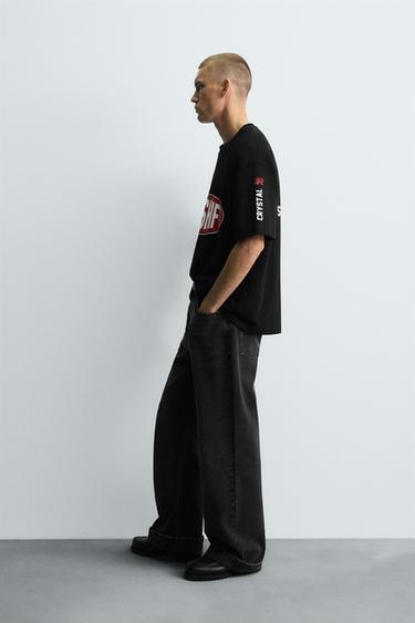 T-SHIRT WITH CONTRAST GRAPHICS - Black by Zara - Image 3
