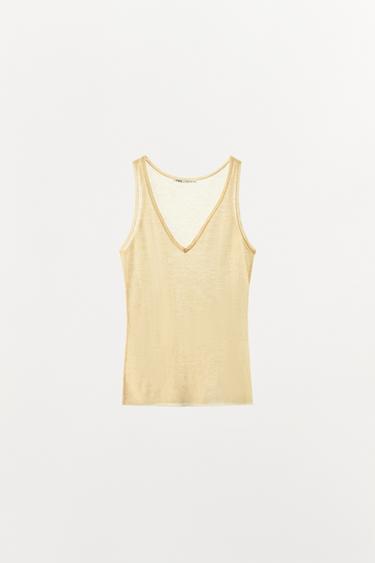 100% WOOL STRAPPY TOP - Yellow by Zara - Image 4