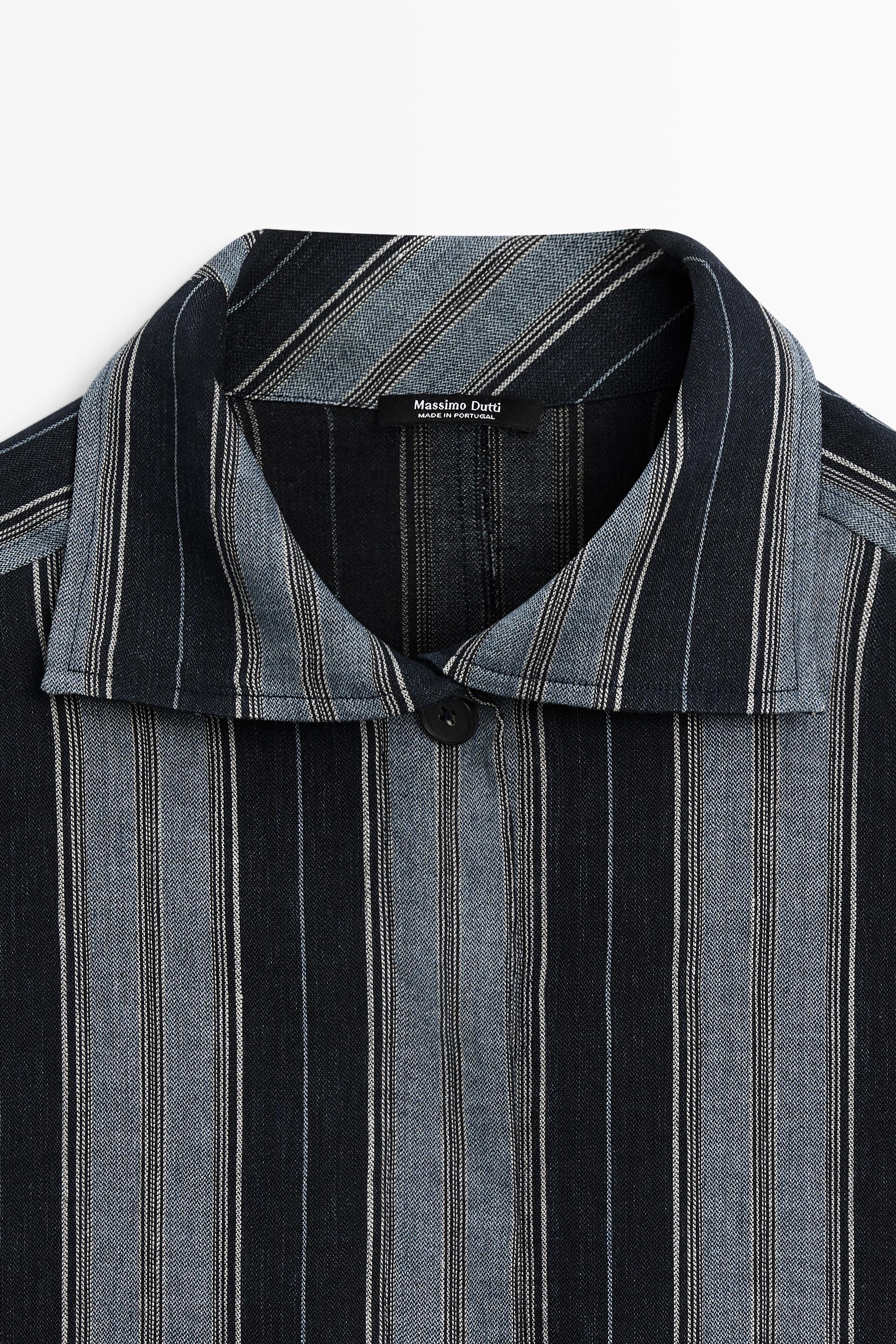 Chemise fluide rayée en coton et lin