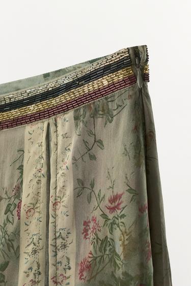 JUPE-PANTALON IMPRIMÉE À BRODERIES - Vert d'eau de Zara - Image 5