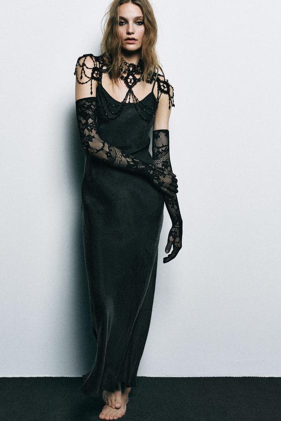 Zara Robe ROBE LONGUE À BRETELLES - Noir | ZARA Suisse / Switzerland