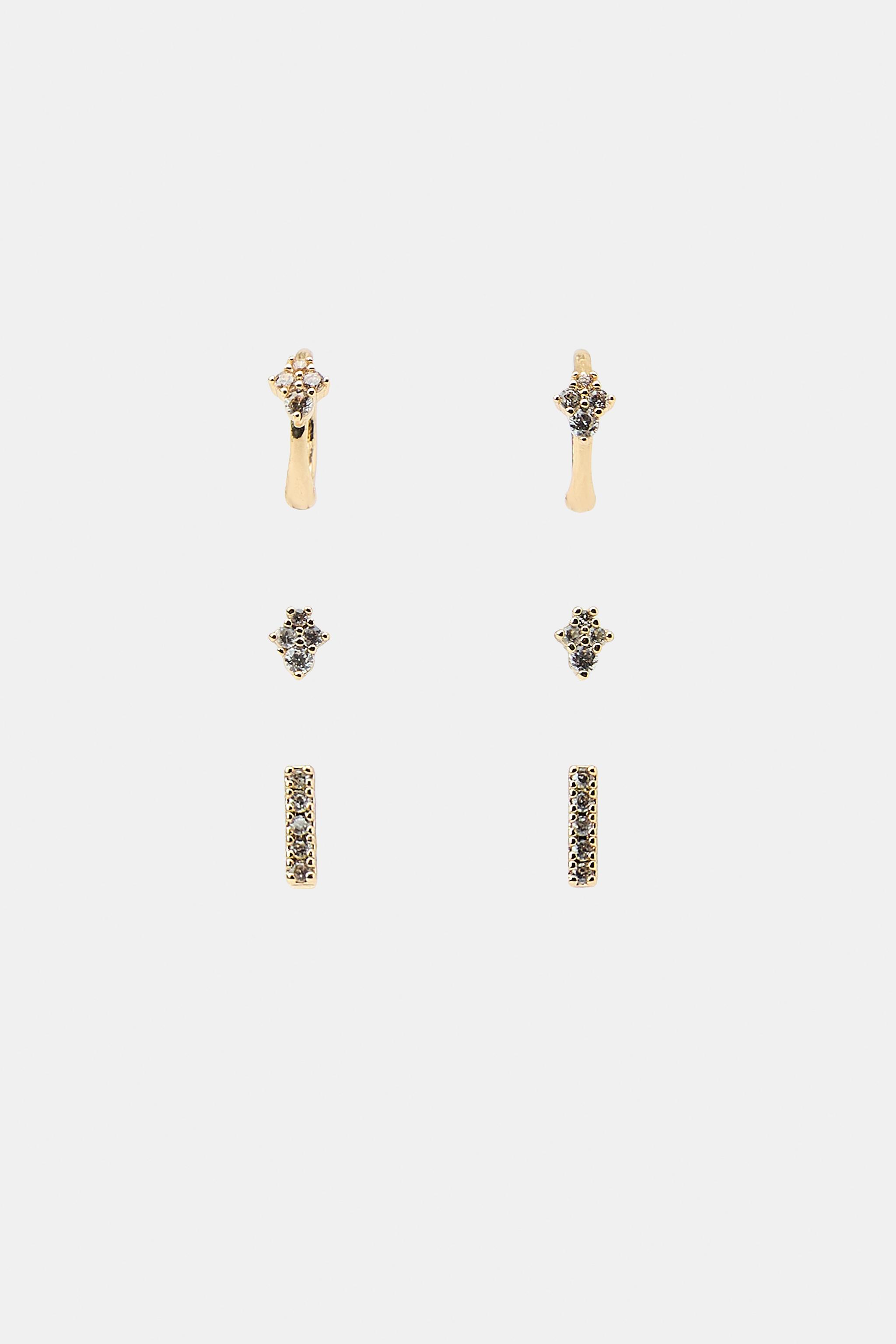 PACK OF 3 MINIMALIST SPARKLY EARRINGS