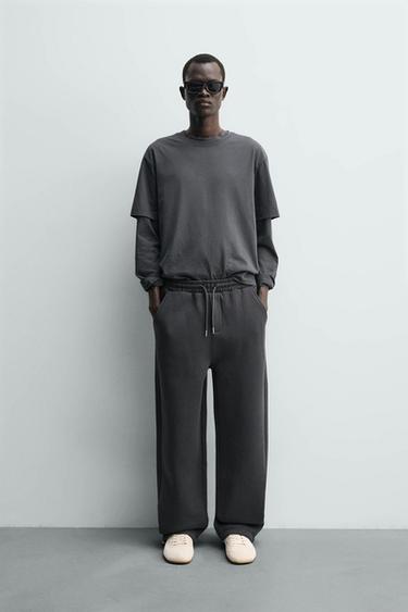 RELAXED FIT INTERLOCK JOGGER TROUSERS - Dark grey by Zara
